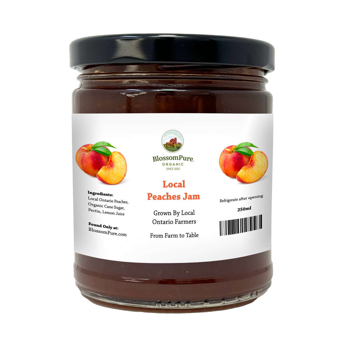 BlossomPure Local Ontario Peach Jam (250 ml) – BlossomPure Organic