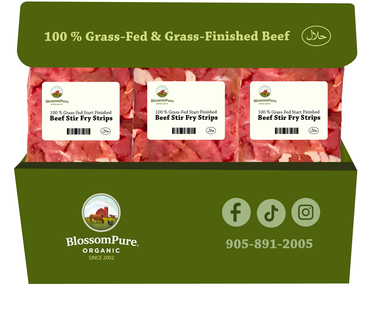 100 Grass Fed And Finished Beef Stir Fry Box 11 Packs Blossompure Organic